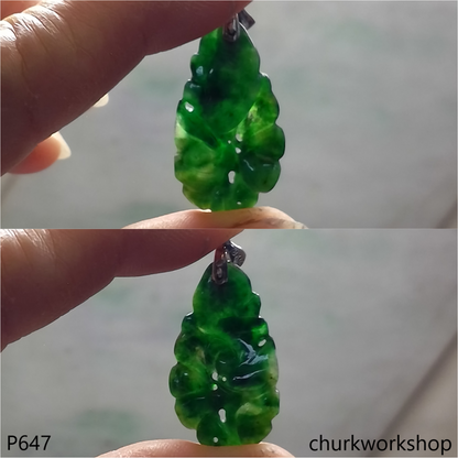 Dark green Lotus leaf pendant
