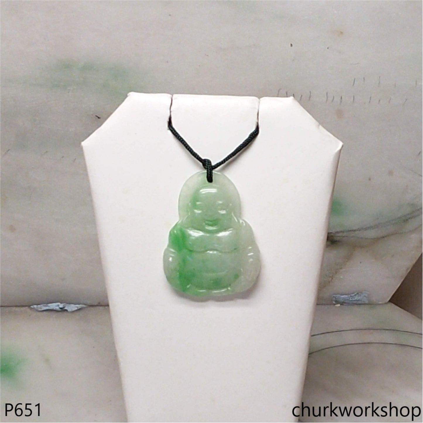 Reserve     Jade happy Buddha pendant