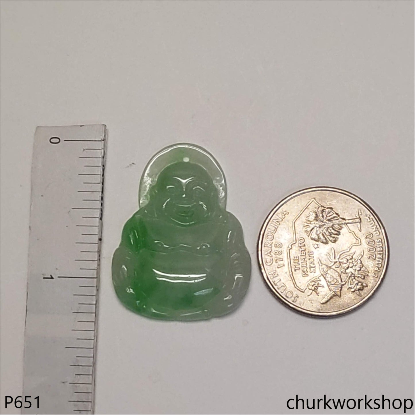 Reserve     Jade happy Buddha pendant