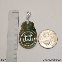 Multi-color jade coin pendant (福在眼前)