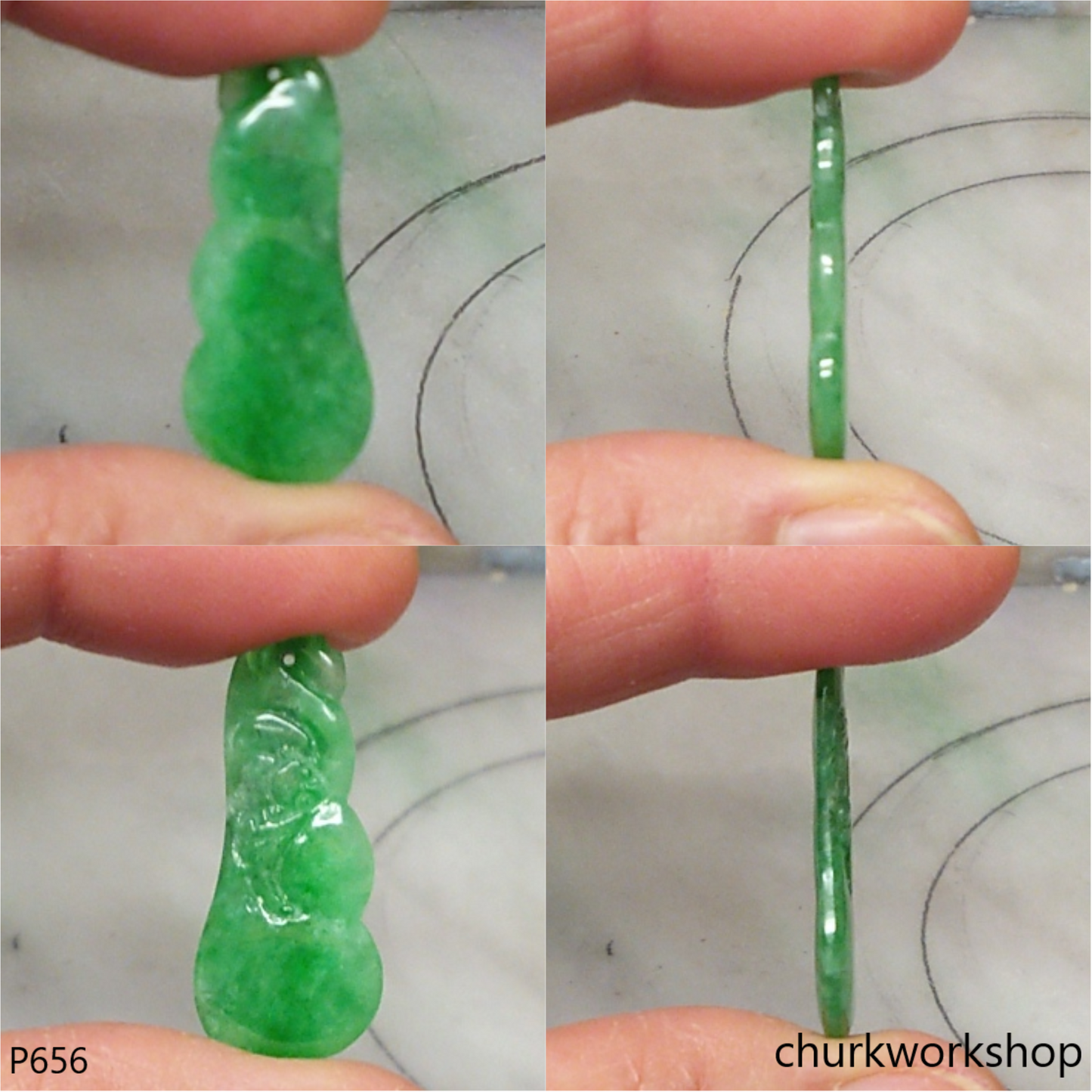 Apple green small jade bean pendant