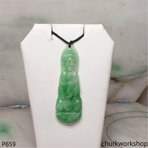 Apple green jade lady Buddha pendant