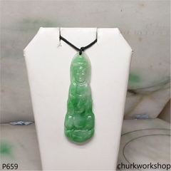 Apple green jade lady Buddha pendant