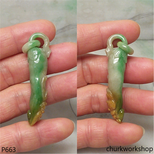 Multi-color jade chili pendant
