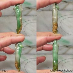 Multi-color jade chili pendant