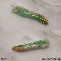 Multi-color jade chili pendant