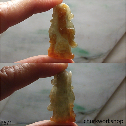 Guan Gong red jade pendant (關公)