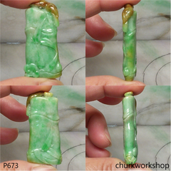 Green  jade bamboo pendant