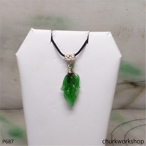 Green jade leaf pendant