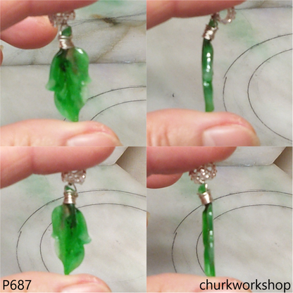 Green jade leaf pendant