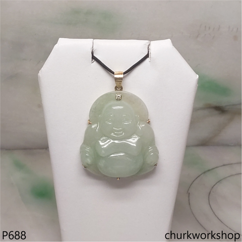 Pale green jade happy Buddha pendant