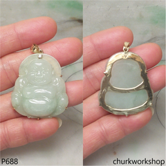 Pale green jade happy Buddha pendant