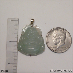 Pale green jade happy Buddha pendant