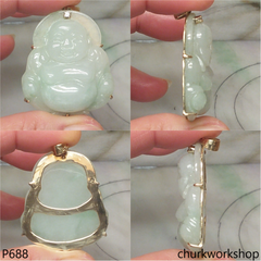 Pale green jade happy Buddha pendant