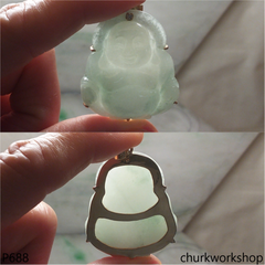 Pale green jade happy Buddha pendant