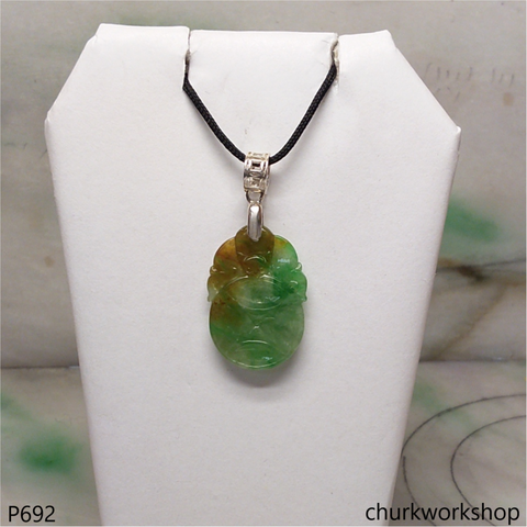 Small multi-color jade coin pendant (福在眼前)