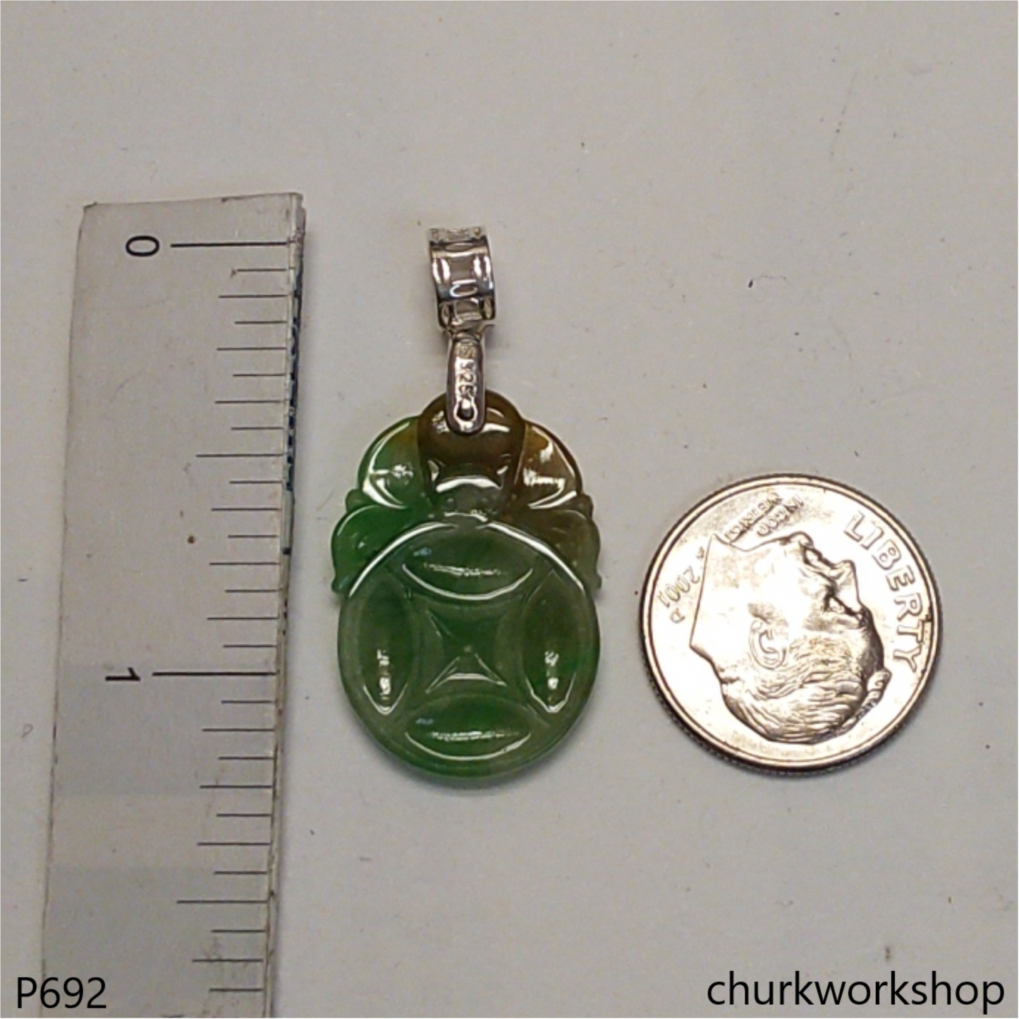 Small multi-color jade coin pendant (福在眼前)