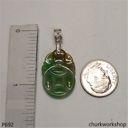 Small multi-color jade coin pendant (福在眼前)
