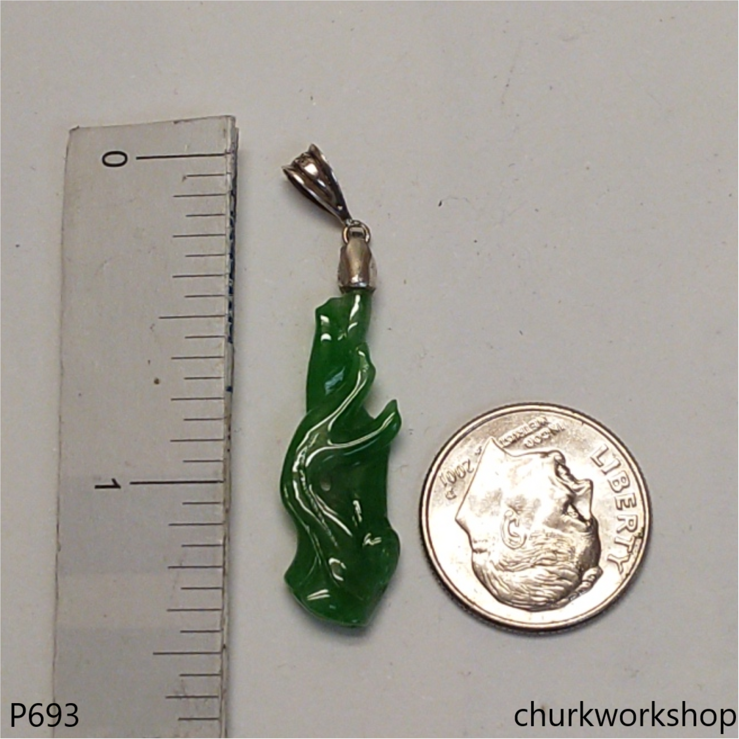 Small green jade branches pendant