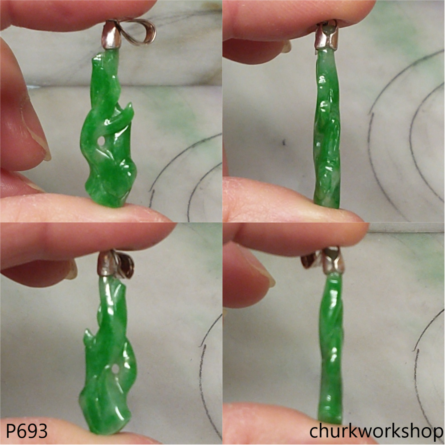 Small green jade branches pendant