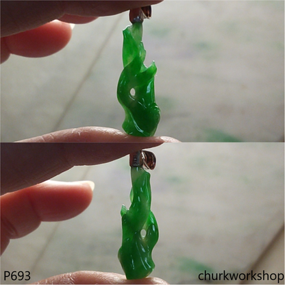 Small green jade branches pendant
