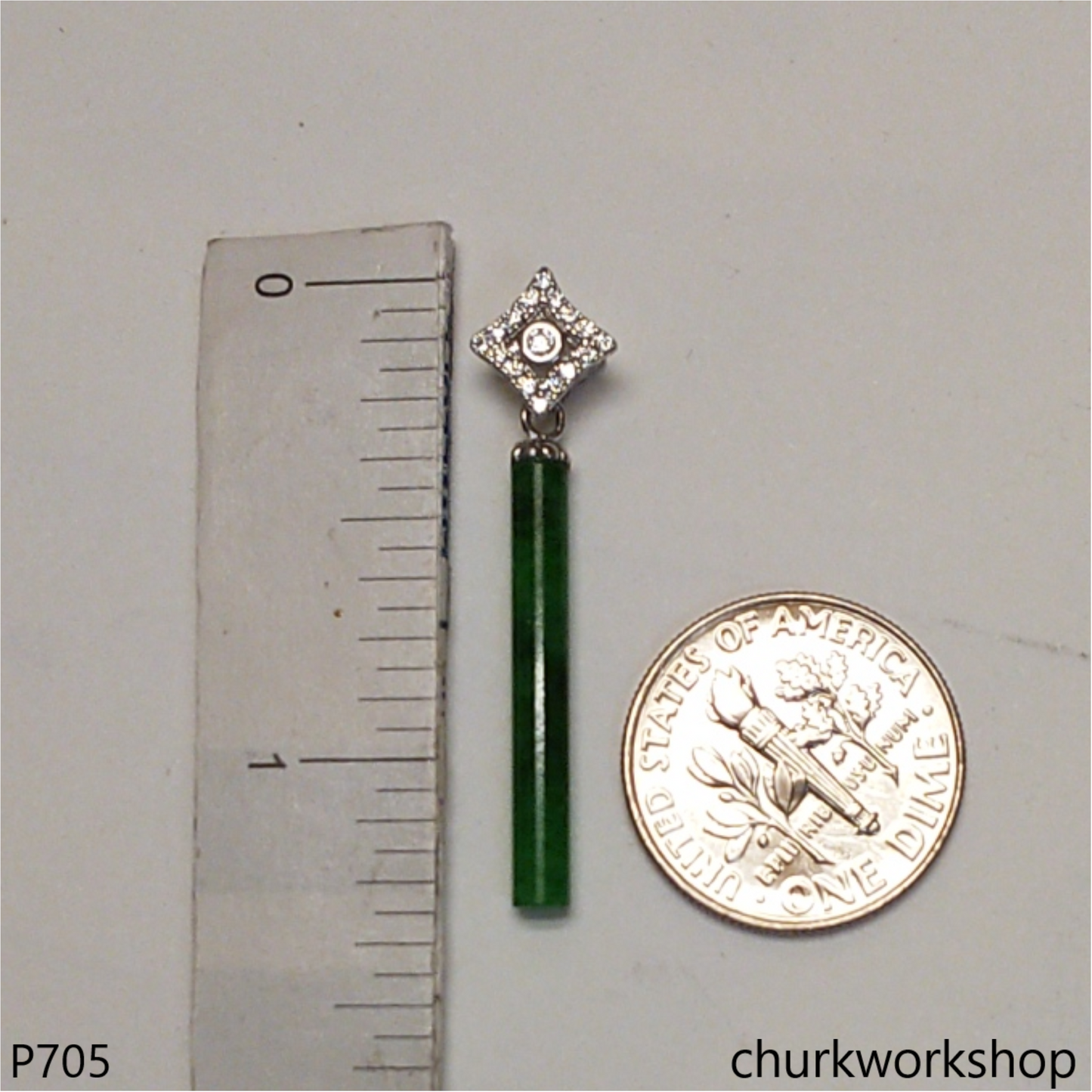 Dark green small jade cylinder