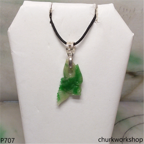 Apple green jade bird sterling silver pendant