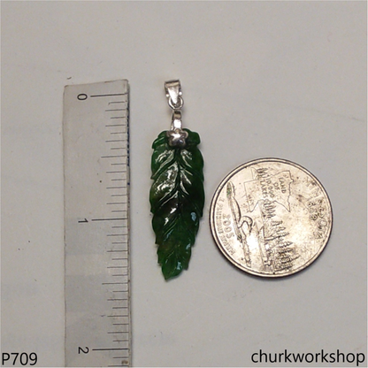 Green jade leaf pendant