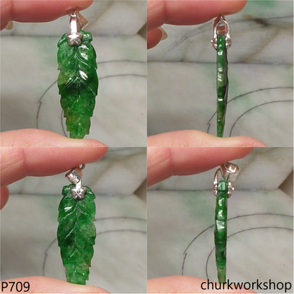 Green jade leaf pendant