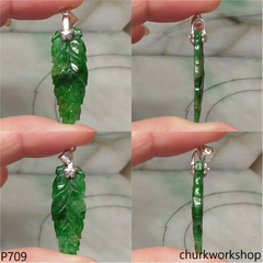 Green jade leaf pendant