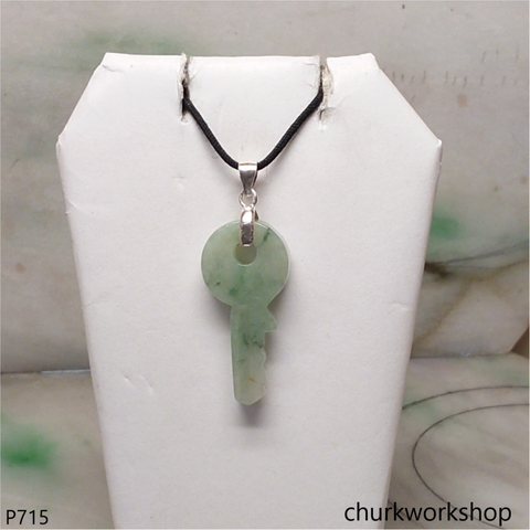 Light green jade key pendant