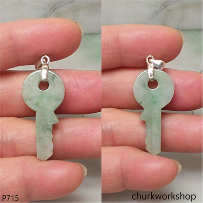 Light green jade key pendant