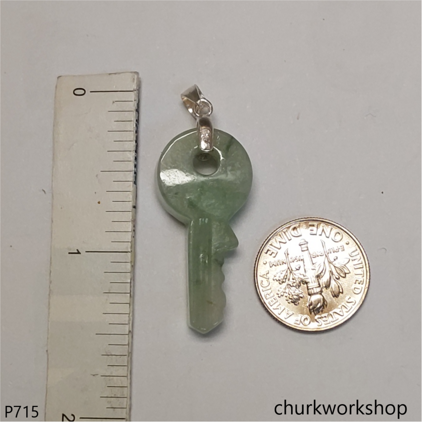 Light green jade key pendant