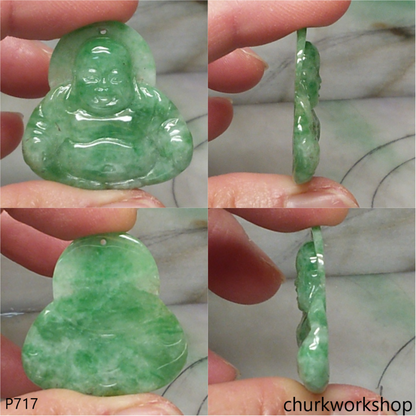 Green jade happy Buddha pendant