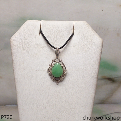 Small jade sterling silver pendant