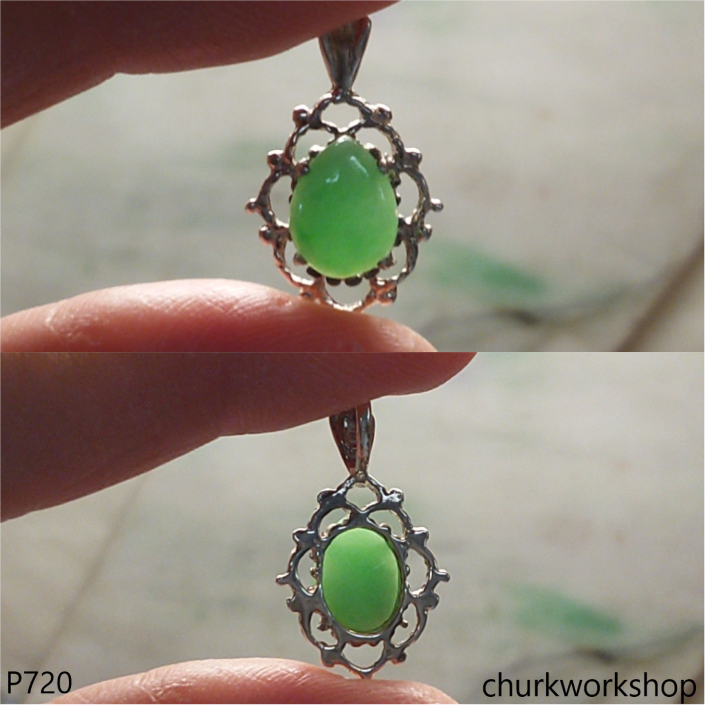 Small jade sterling silver pendant