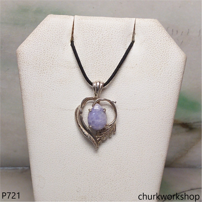 Small lavender jade sterling silver pendant