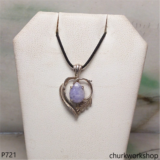Small lavender jade sterling silver pendant