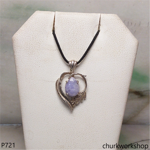 Small lavender jade sterling silver pendant