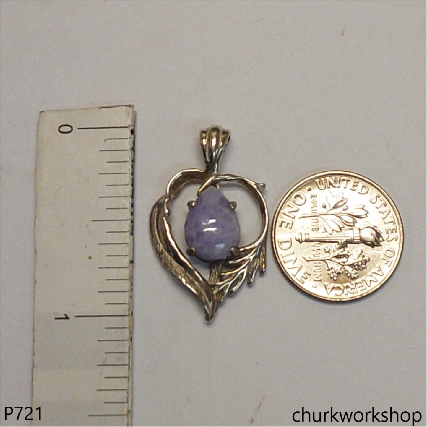 Small lavender jade sterling silver pendant
