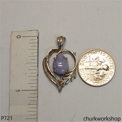 Small lavender jade sterling silver pendant