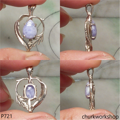 Small lavender jade sterling silver pendant