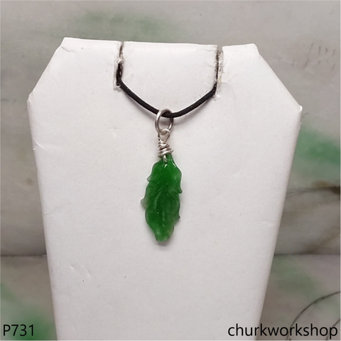 Green jade leaf pendant