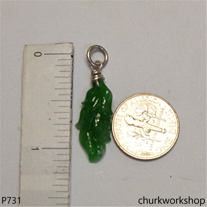 Green jade leaf pendant