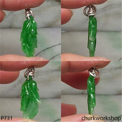 Green jade leaf pendant