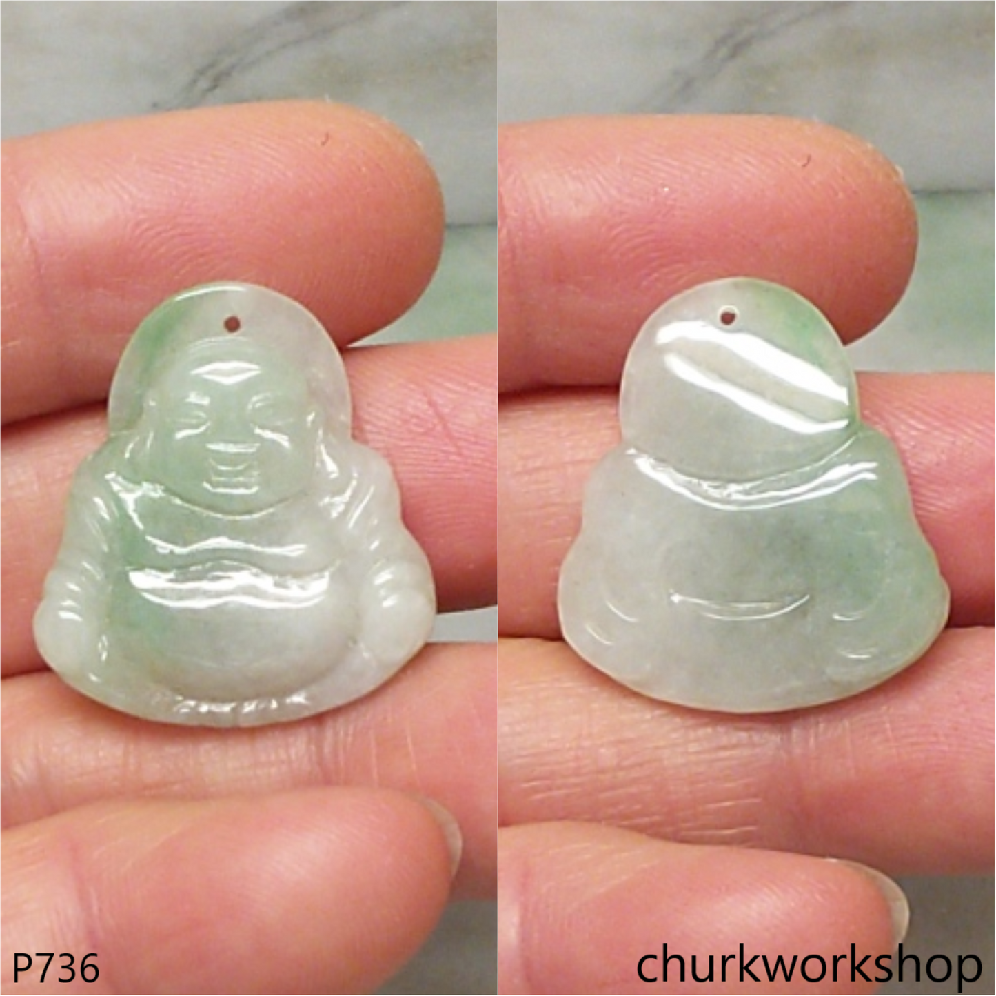 Jade happy Buddha pendant