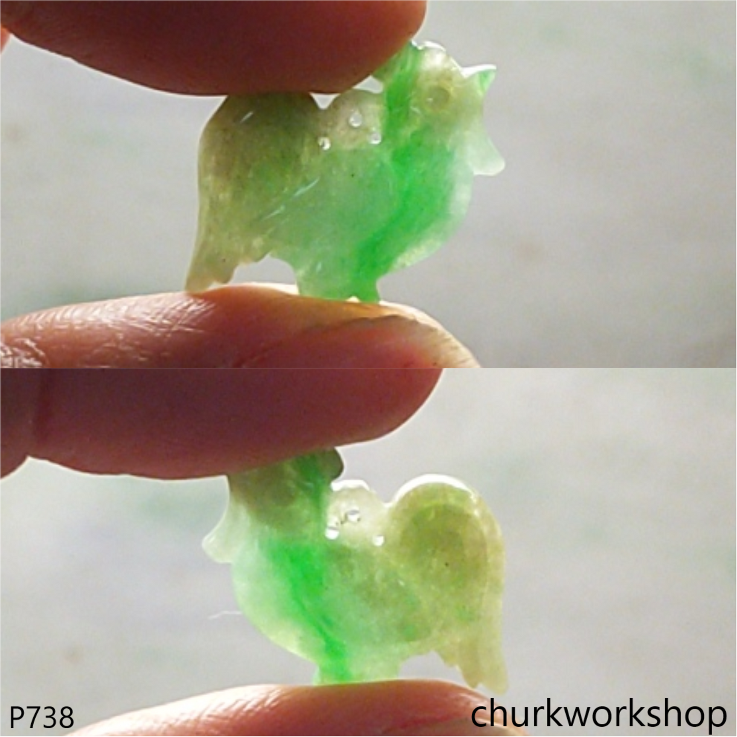Green small jade rooster pendant