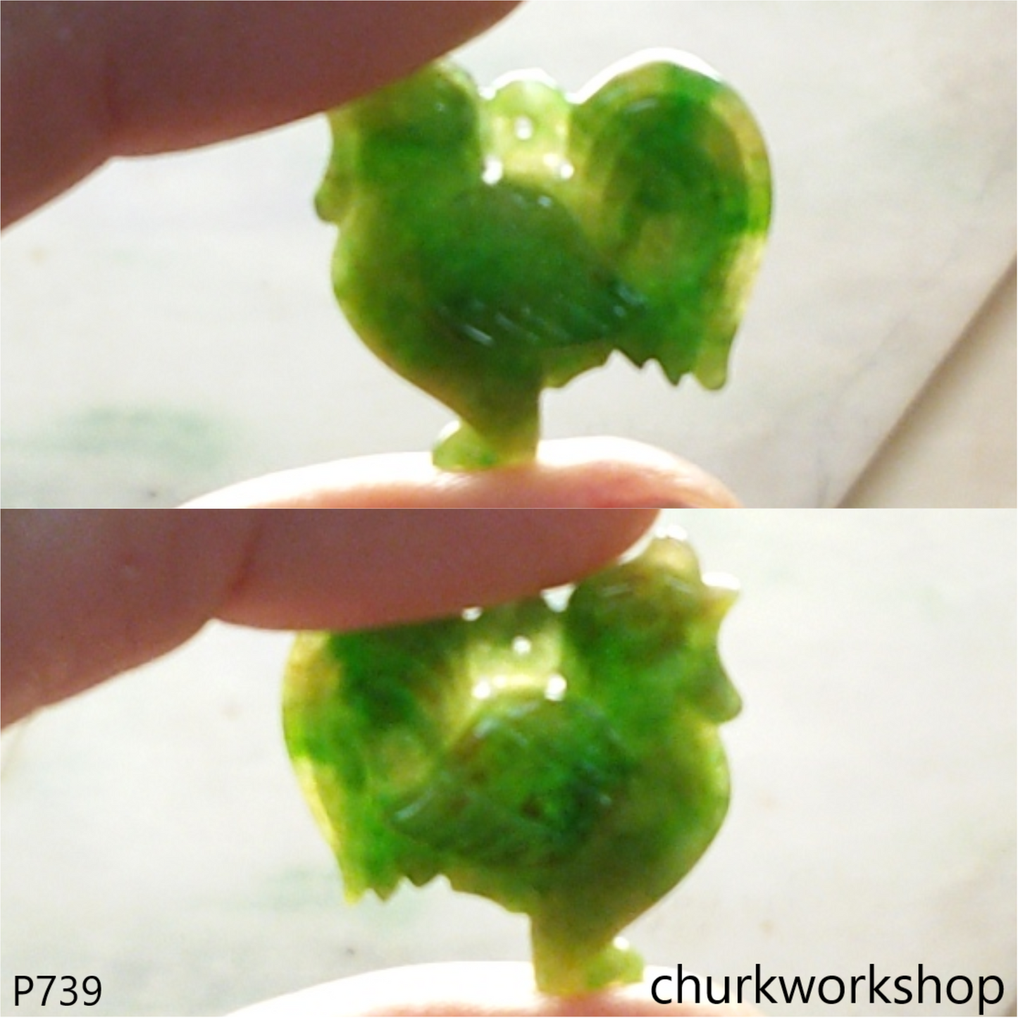 Bluish green small jade rooster pendant