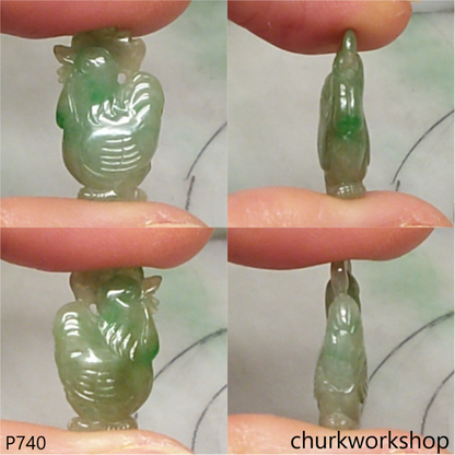 Small bluish green jade rooster pendant