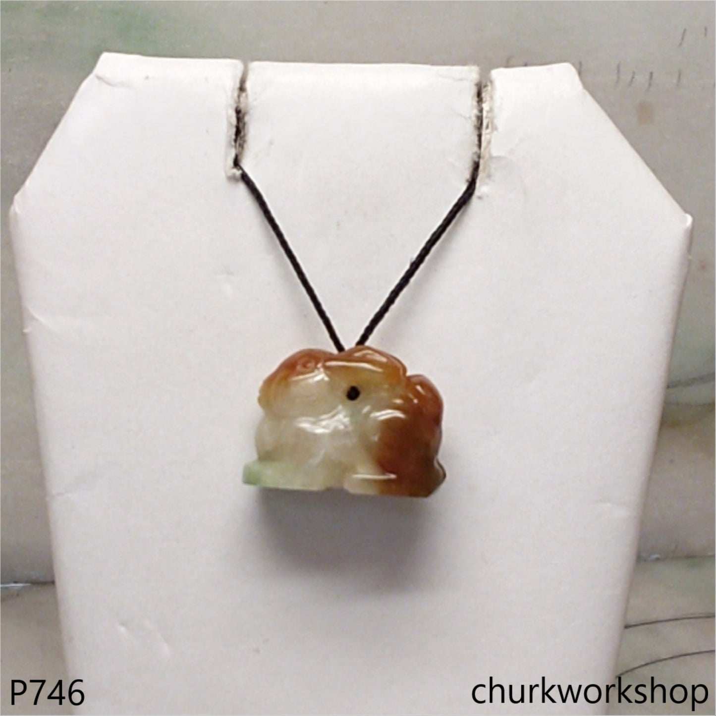 Small multi color jade rabbit pendant